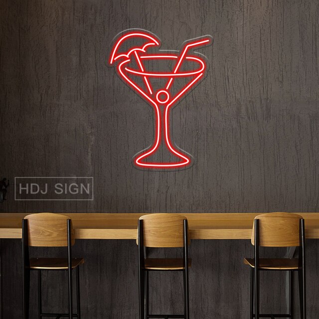 Cocktails on Ice LED Neon Sign