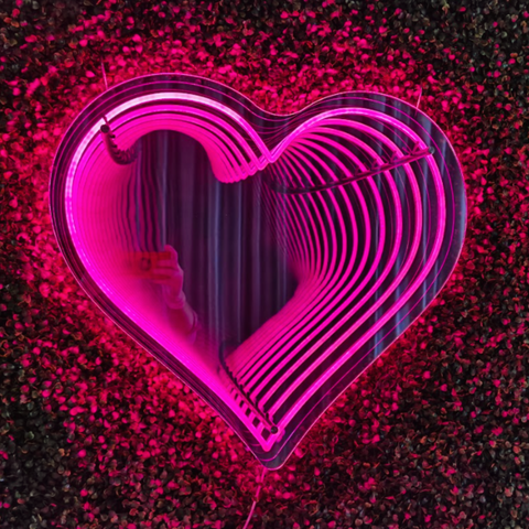 Heart Neon Light Infinity Mirror 50x50 cm