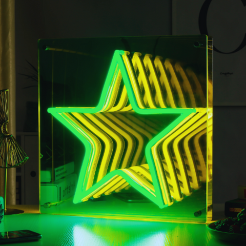 Star Neon Light Infinity Mirror 50x50 cm