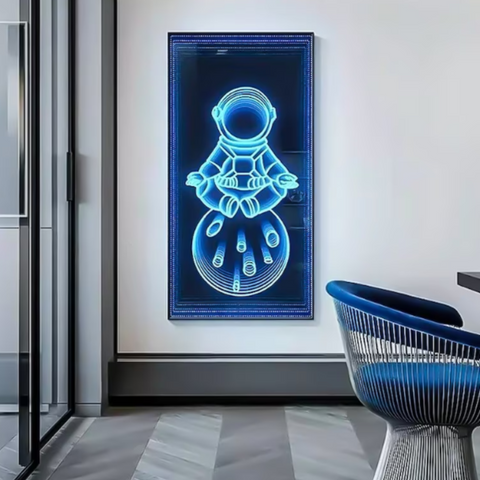 Astronaut Neon Light Infinity Mirror 50x50 cm