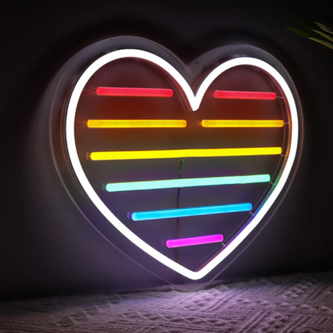 Rainbow Heart LGBTQI Led Neon Sign