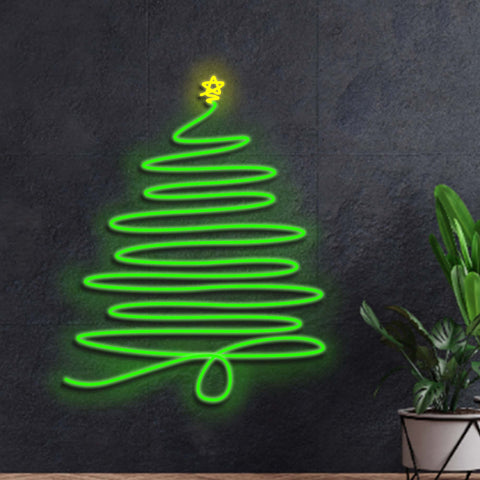 Modern Swirl Neon Christmas Tree