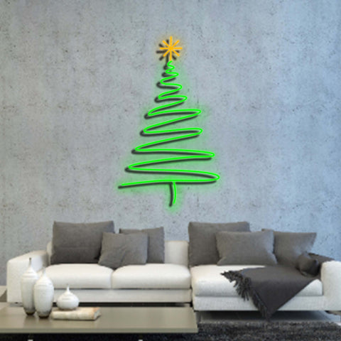 Zig Zag Neon Christmas Tree with Snowflake Star