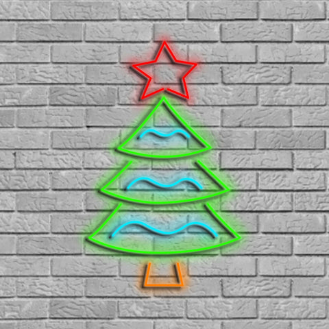 Contemporary Modern Star Neon Christmas Tree