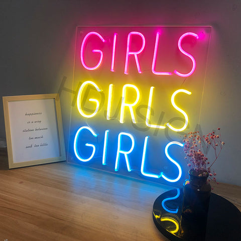 GIRLS GIRLS GIRLS LED Neon Sign