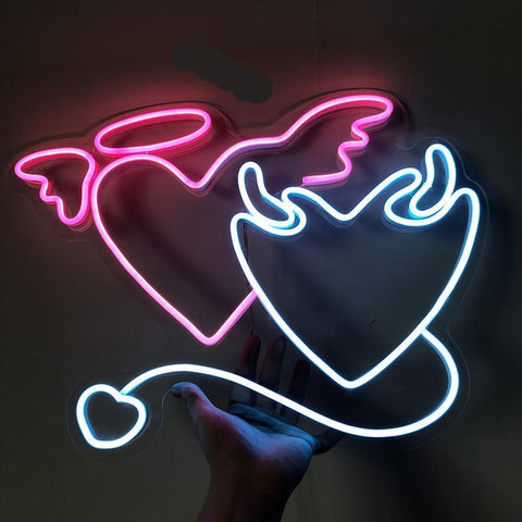 Angel Devil Heart LED Neon Sign - Neon Sign Design Australia
